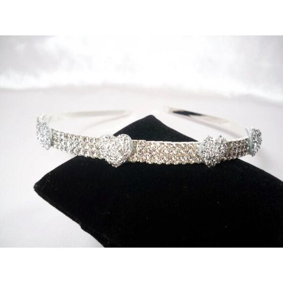 Silver headband, children's heart rhinestone headband, princess Toddler Tiara - Picture 6 of 6